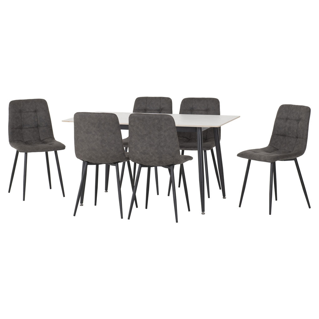 Marble Dining Table With 6 Dining Chairs - Fenton