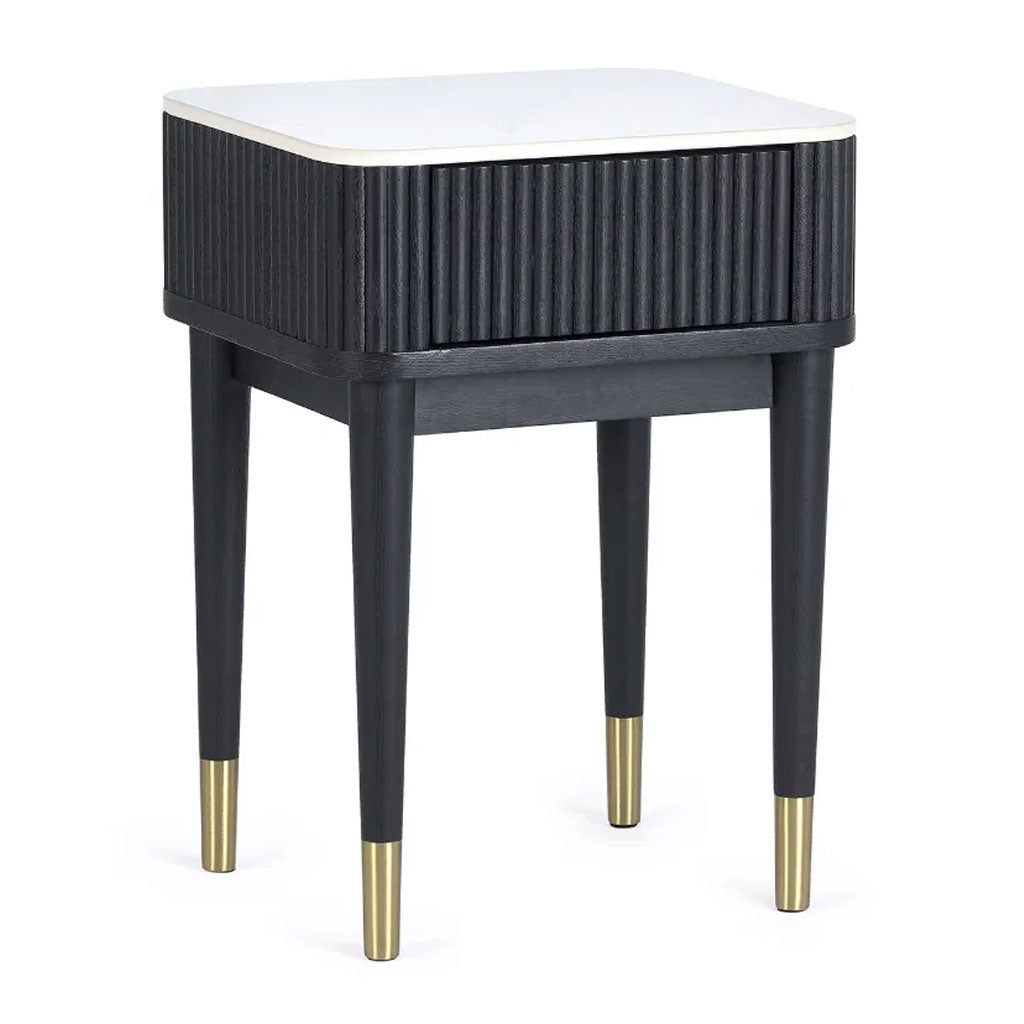 Marble Lamp Table With 1 Drawer - Louis