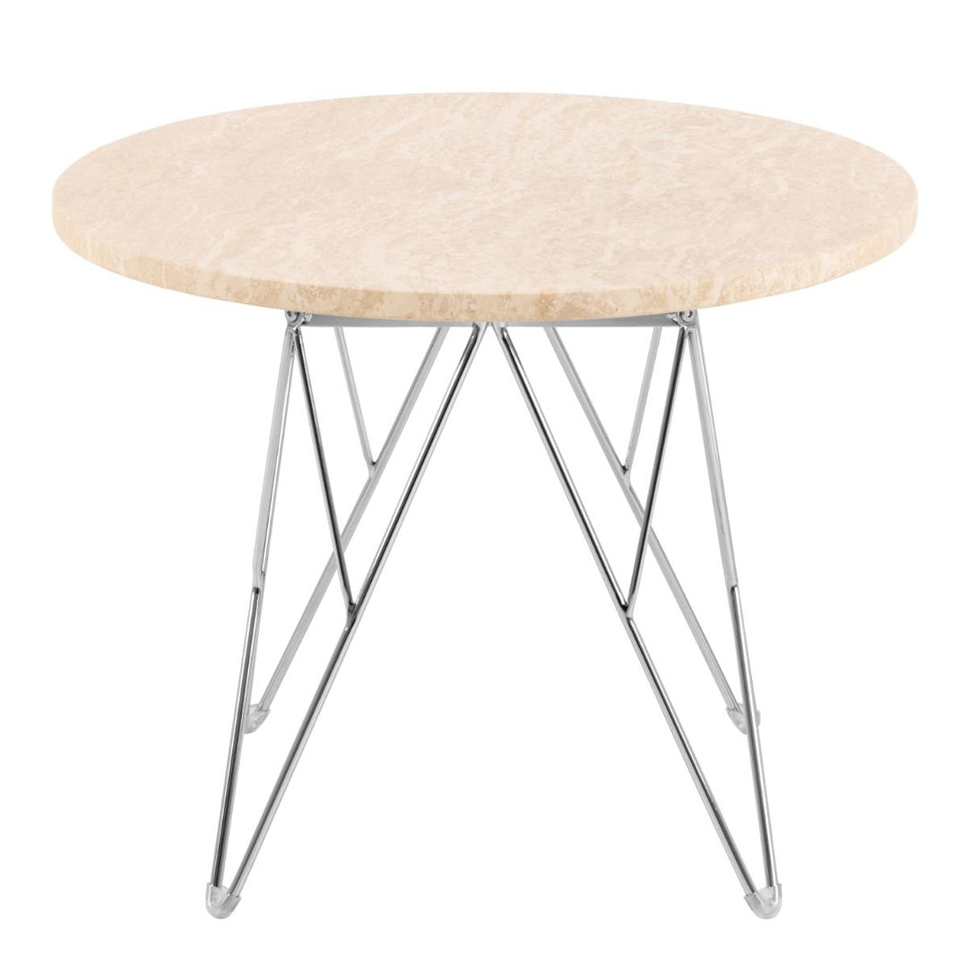 Marble Side Table Round With Chrome Coated Steel Base - Prunus