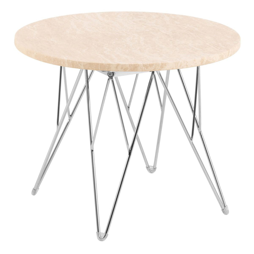 Marble Side Table Round With Chrome Coated Steel Base - Prunus