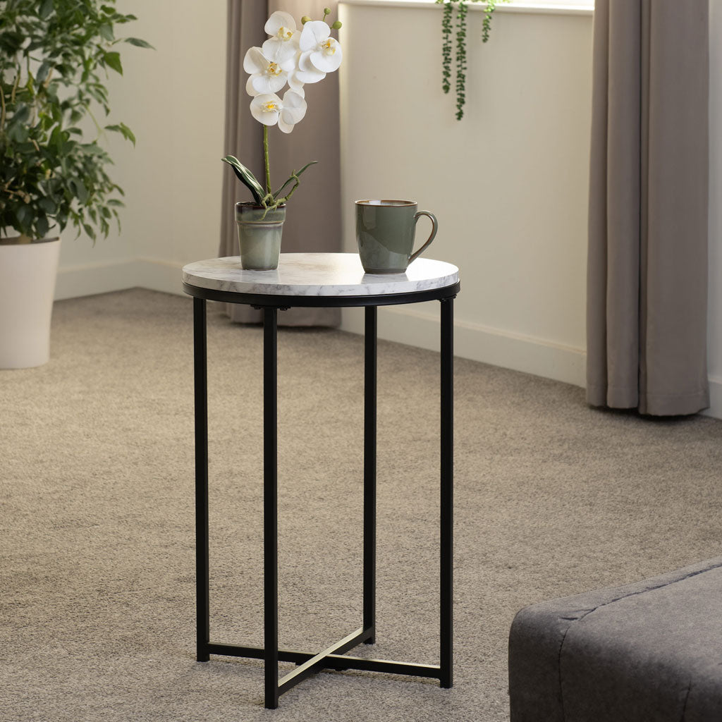 Marble Side Table Round - Dallas