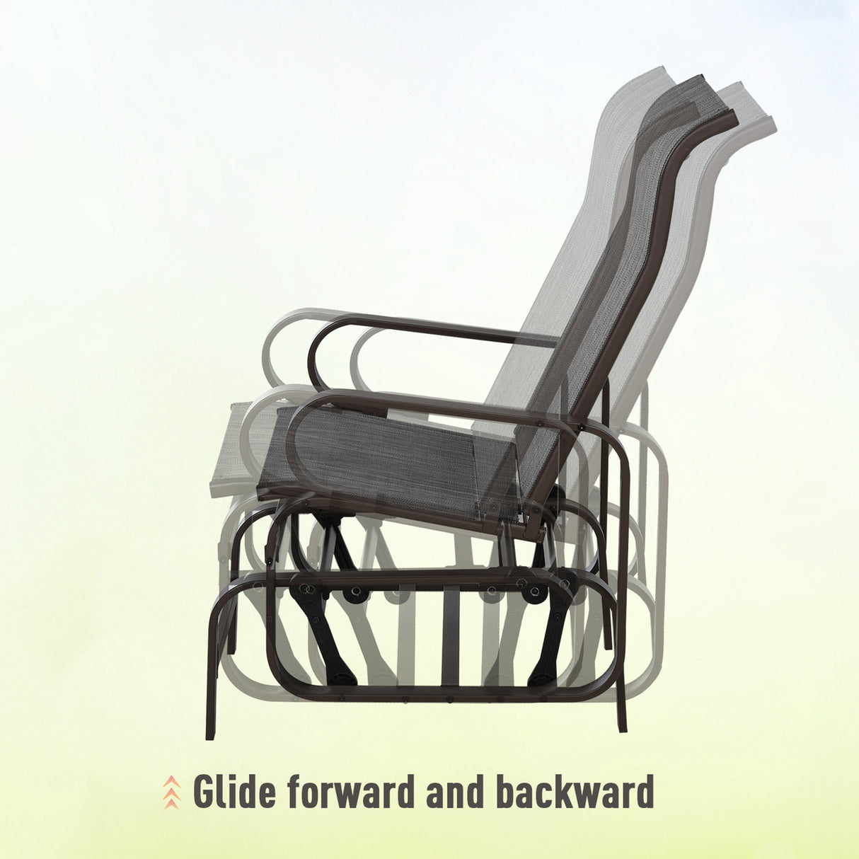 Mesh Fabric 3 Pieces Garden Gliding Chair Set With Glass Top Coffee Table - Velmora