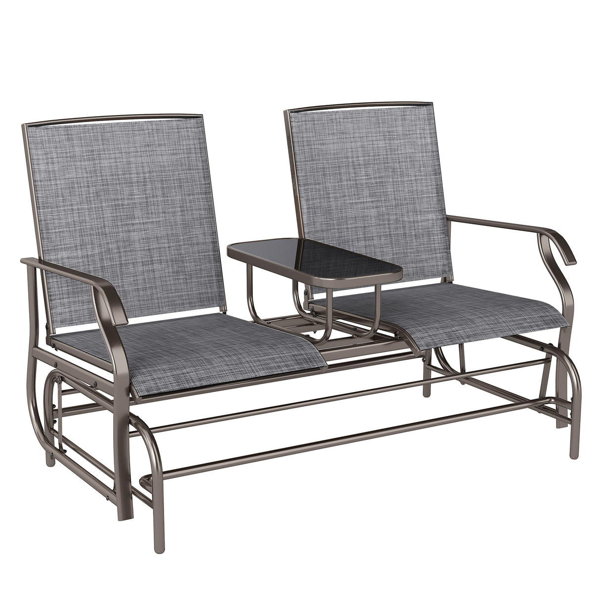 Mesh Fabric 2 Seater Glider Garden Bench - Velmora