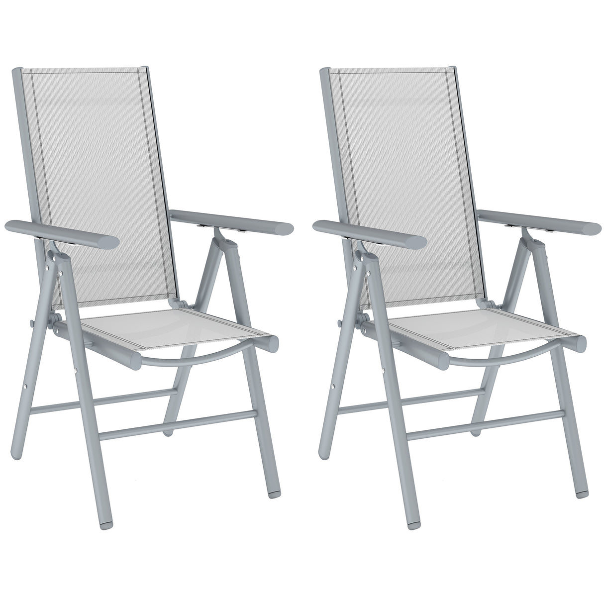 Mesh Fabric Folding Garden Chairs in Set of 2 With Armrests for Balcony - Velmora