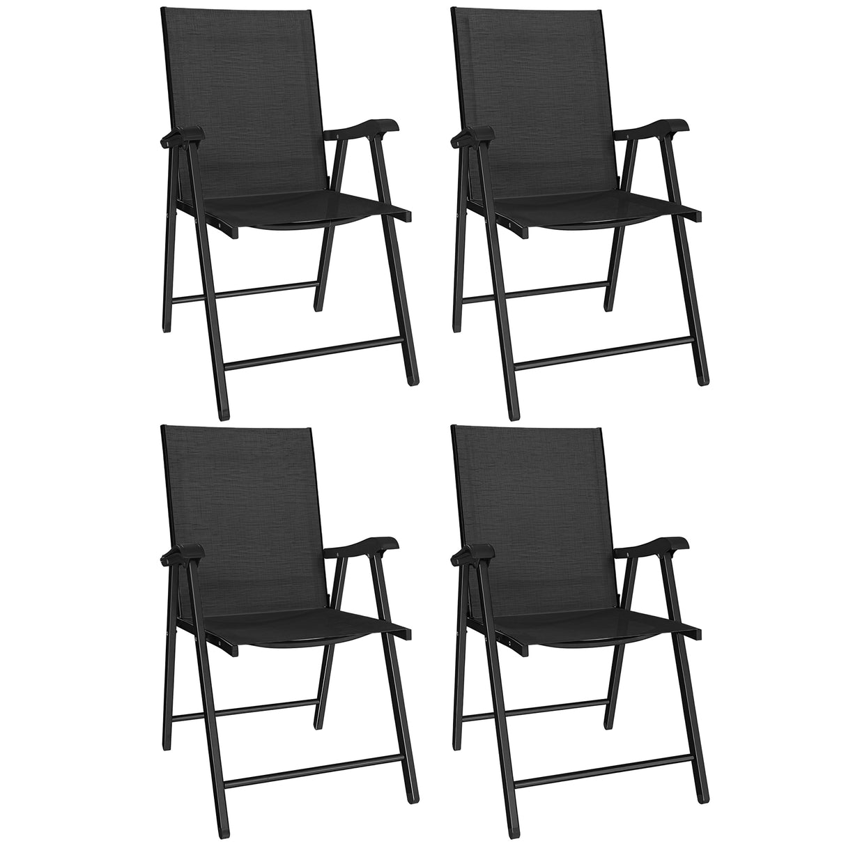 Mesh Fabric Folding Garden Chairs in Set of 4 - Velmora