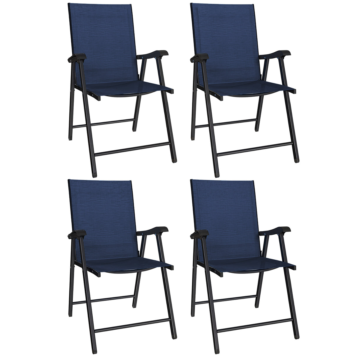 Mesh Fabric Folding Garden Chairs in Set of 4 - Velmora