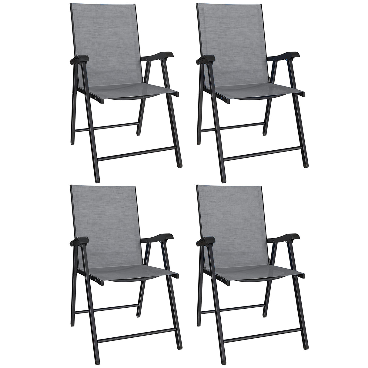 Mesh Fabric Folding Garden Chairs in Set of 4 - Velmora