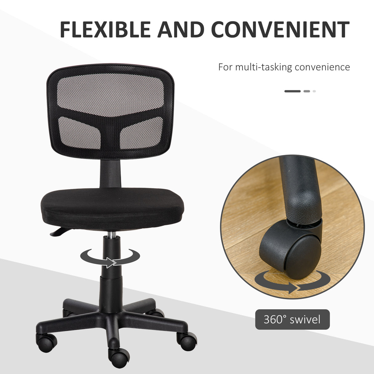 Mesh Fabric Home And Office Chair 43cm Wide Without Arms - Velmora