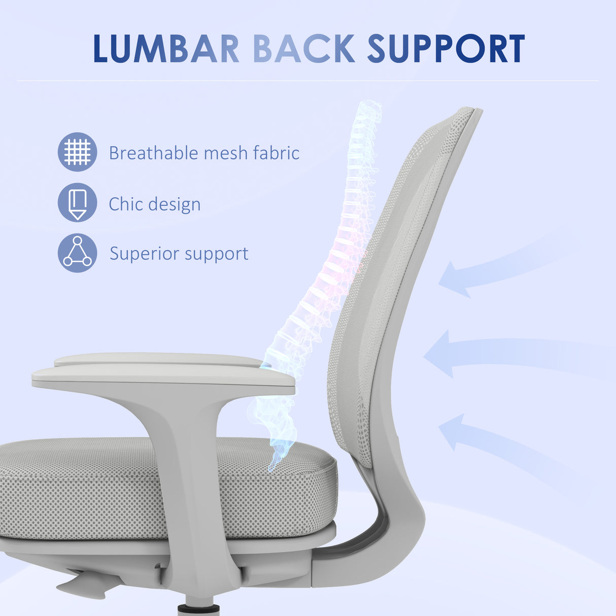 Mesh Fabric Home And Office Chair 55cm Wide - Velmora