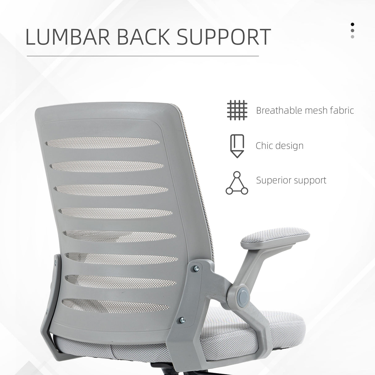 Mesh Fabric Home And Office Chair 58.5cm Wide With Flip Up Armrest - Velmora