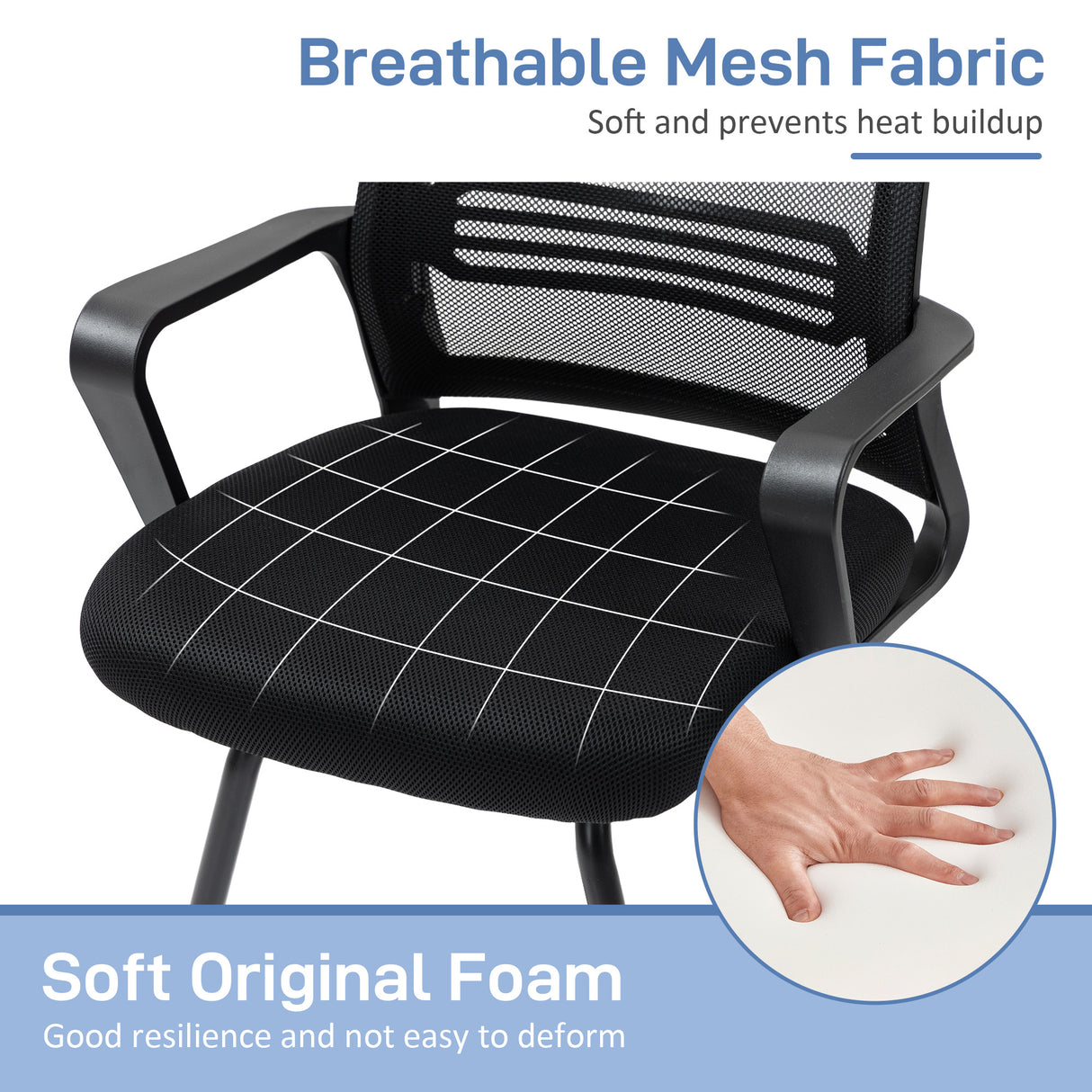 Mesh Fabric Home And Office Chair 58.5cm Wide With Metal Base - Velmora