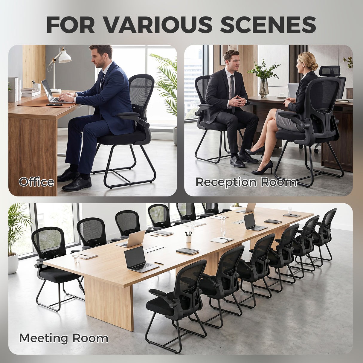 Mesh Fabric Home And Office Chair 61cm Wide With Metal Base - Velmora