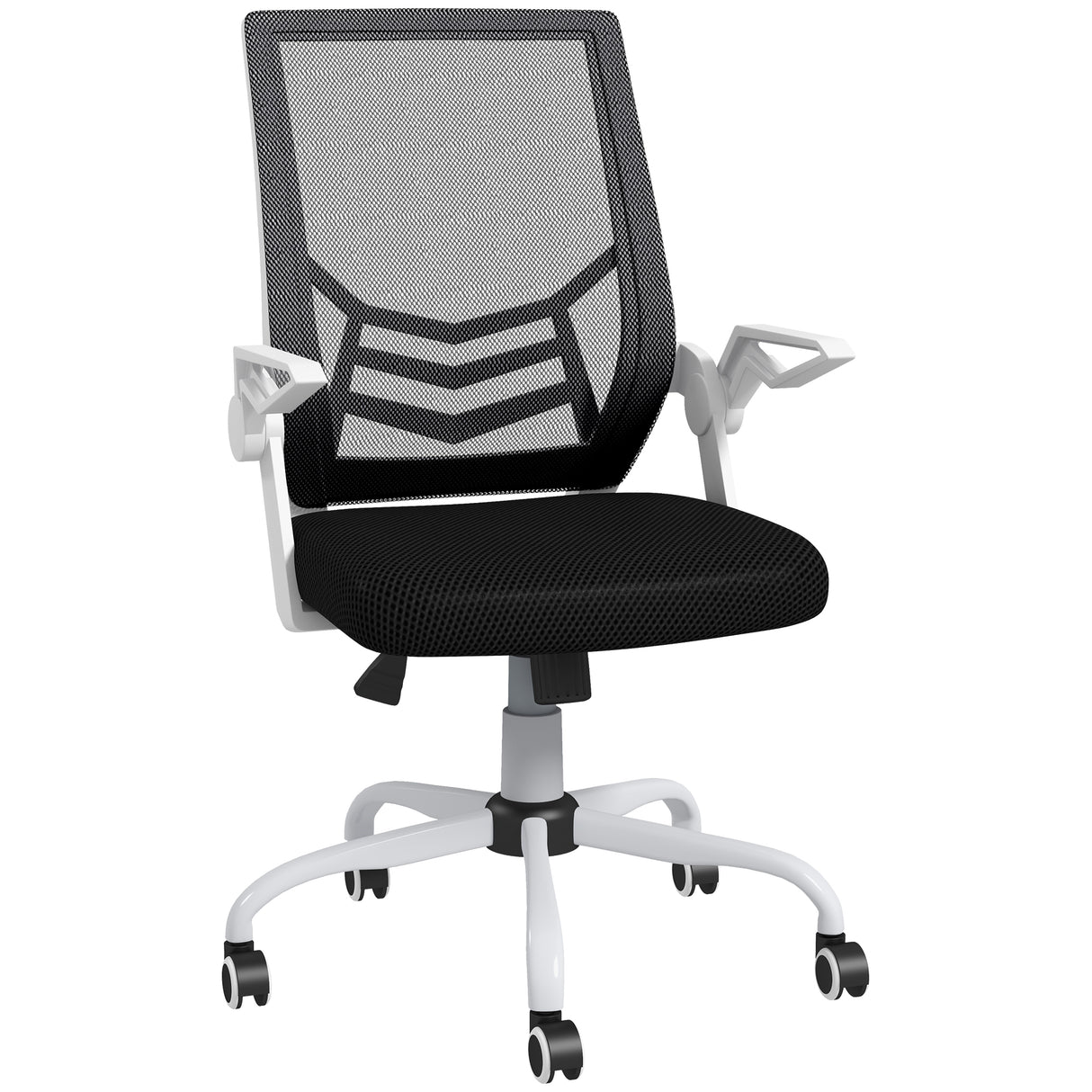 Mesh Fabric Home And Office Chair 62.5cm Wide With Flip Up Armrest - Velmora