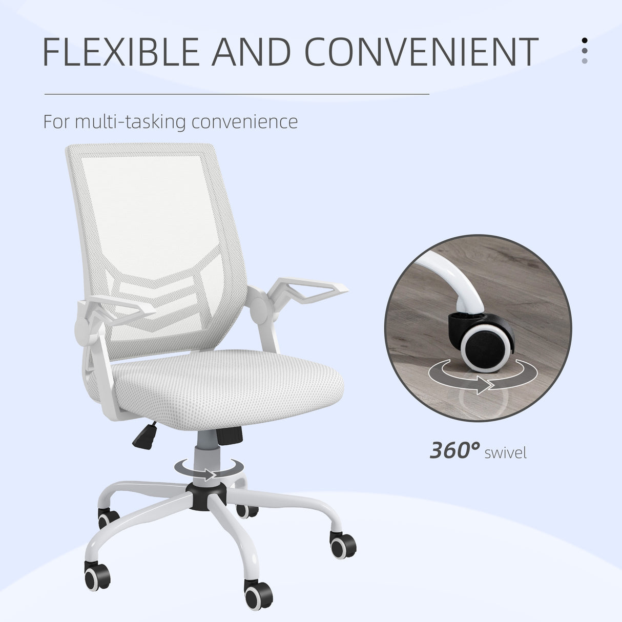 Mesh Fabric Home And Office Chair 62.5cm Wide With Flip Up Armrest - Velmora