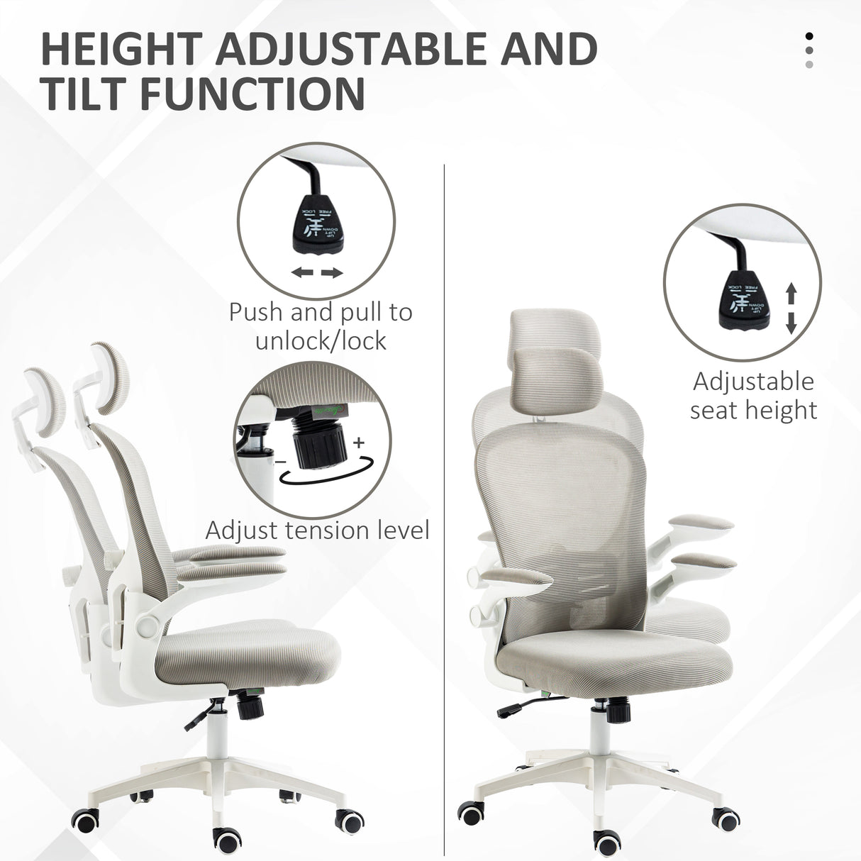 Mesh Fabric Home And Office Chair 62cm Wide With Headrest - Velmora