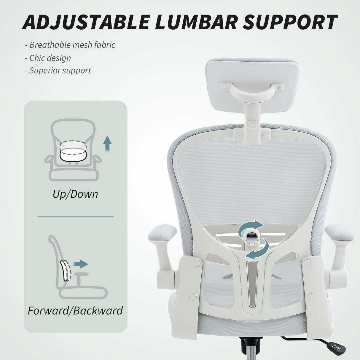 Mesh Fabric Home And Office Chair 62cm Wide With Headrest - Velmora