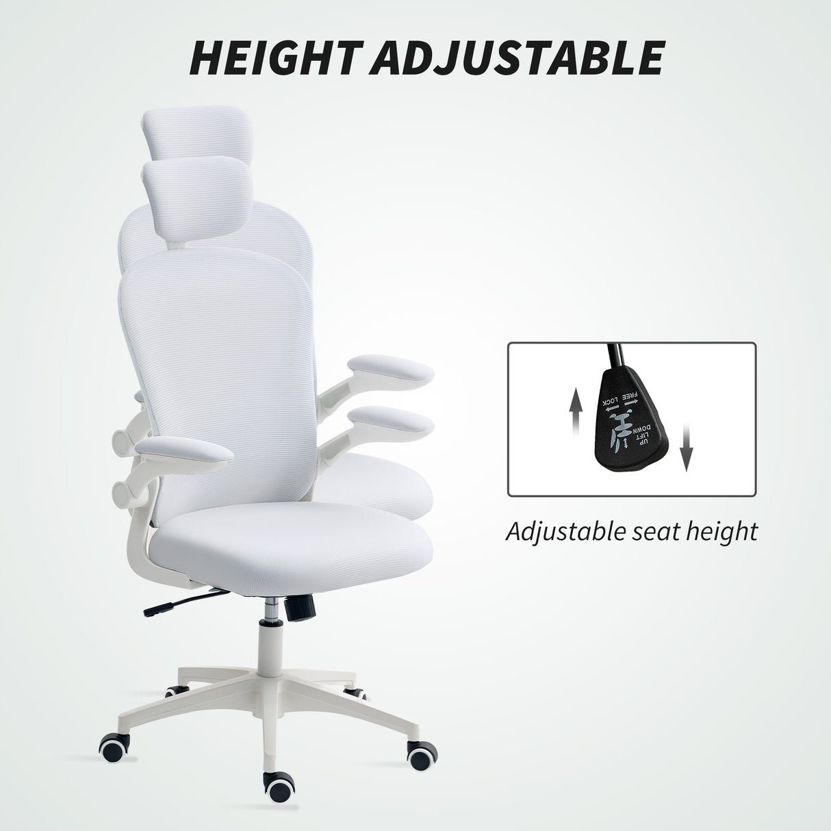 Mesh Fabric Home And Office Chair 62cm Wide With Headrest - Velmora