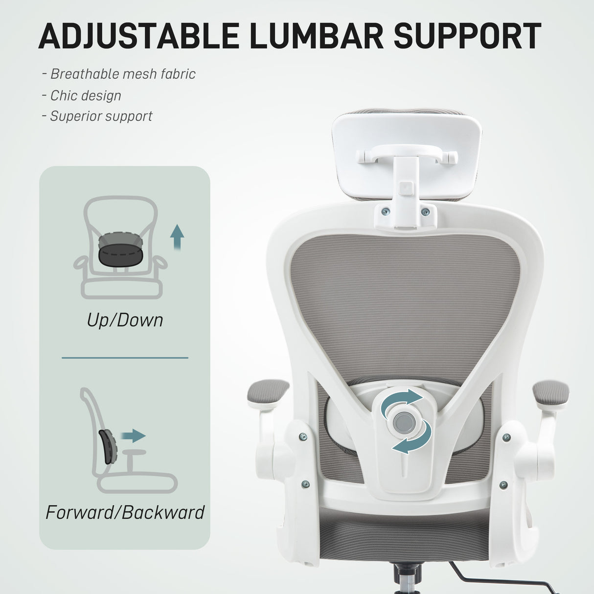 Mesh Fabric Home And Office Chair 64cm Wide With Flip Up Armrest - Velmora