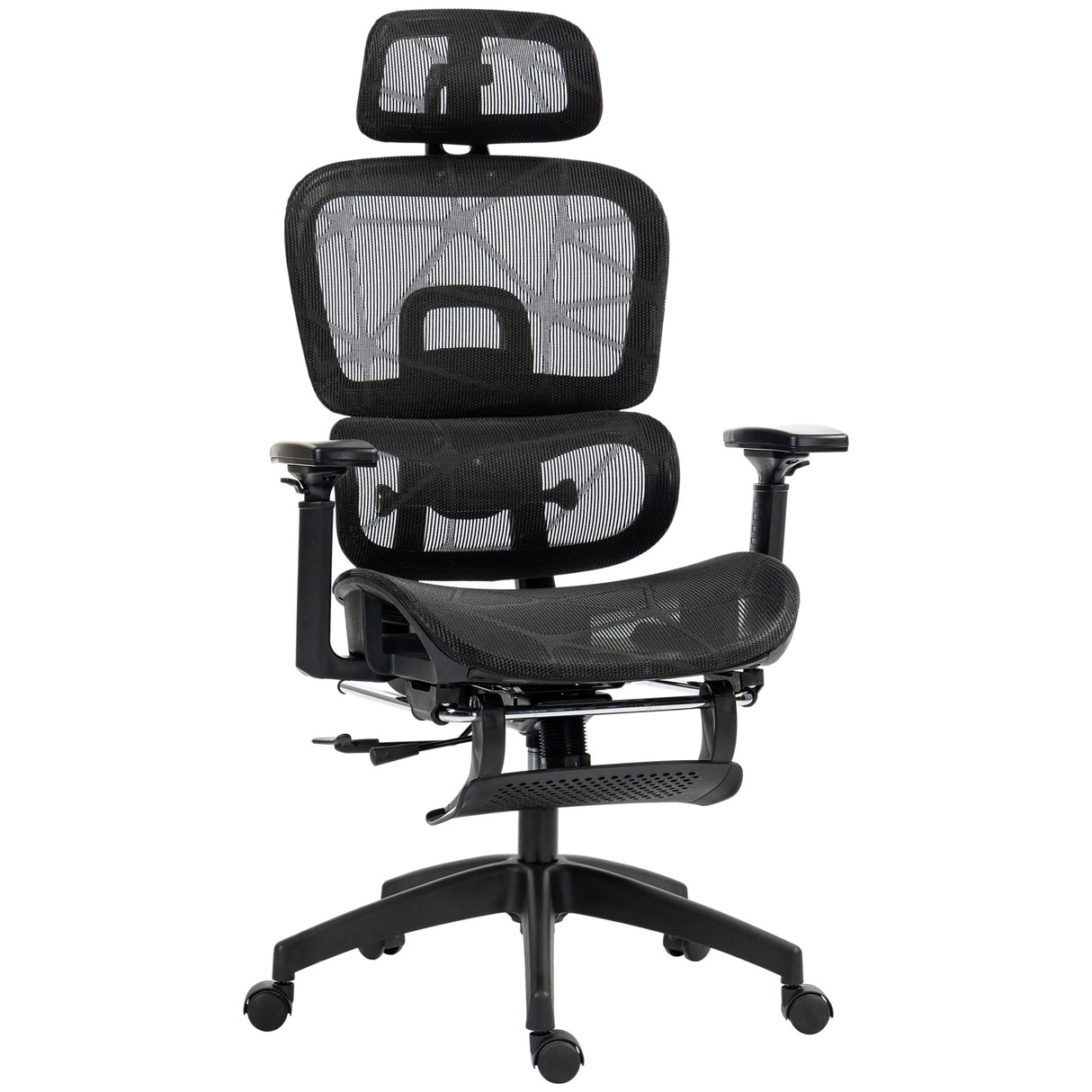 Mesh Fabric Home And Office Chair 66cm Wide With Footrest - Velmora