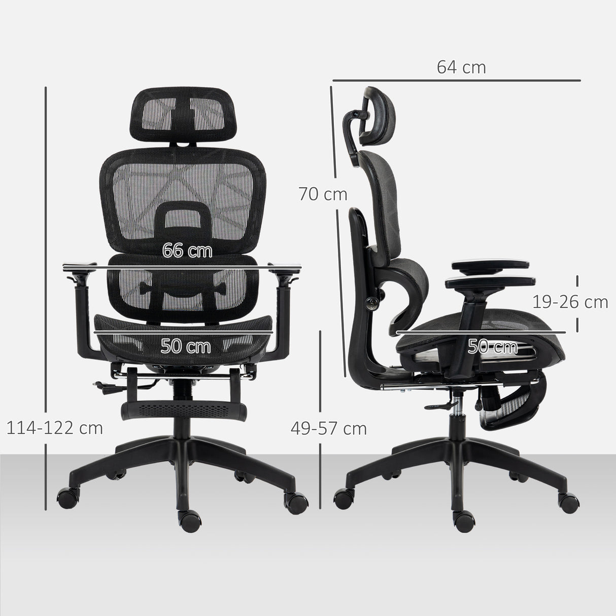 Mesh Fabric Home And Office Chair 66cm Wide With Footrest - Velmora