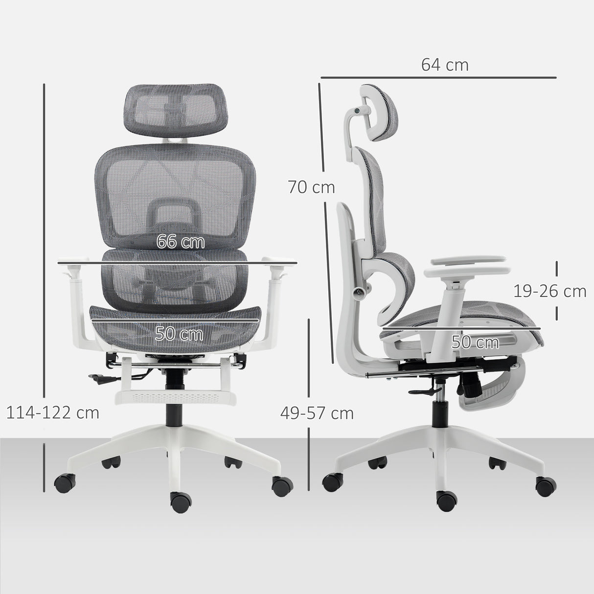 Mesh Fabric Home And Office Chair 66cm Wide With Footrest - Velmora