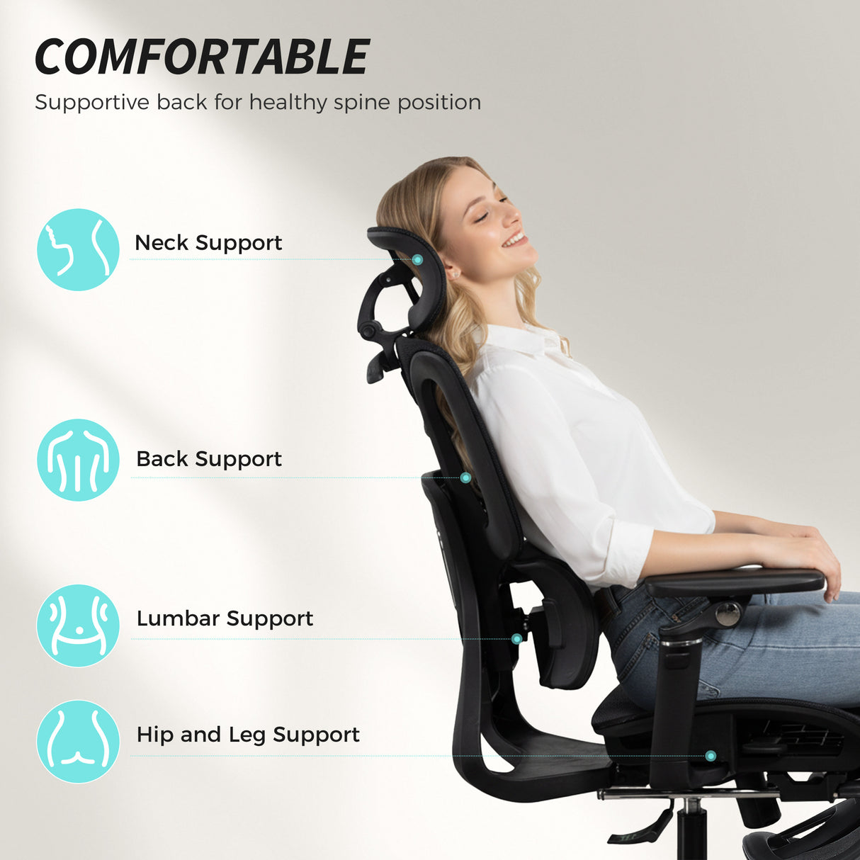 Mesh Fabric Home And Office Chair 67cm W x 71cm D With Footrest - Velmora