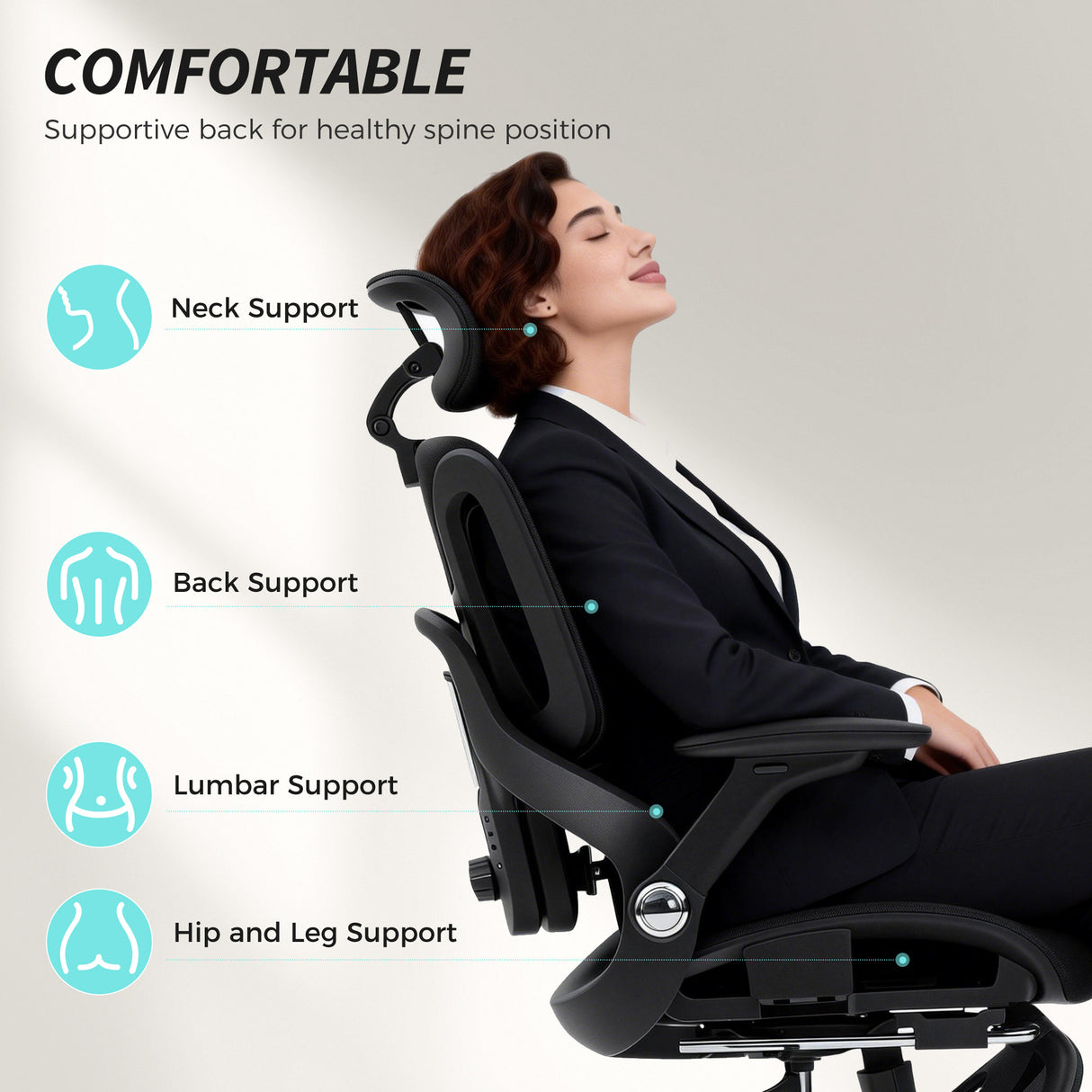 Mesh Fabric Home And Office Chair 67cm W x 74cm D With Footrest - Velmora