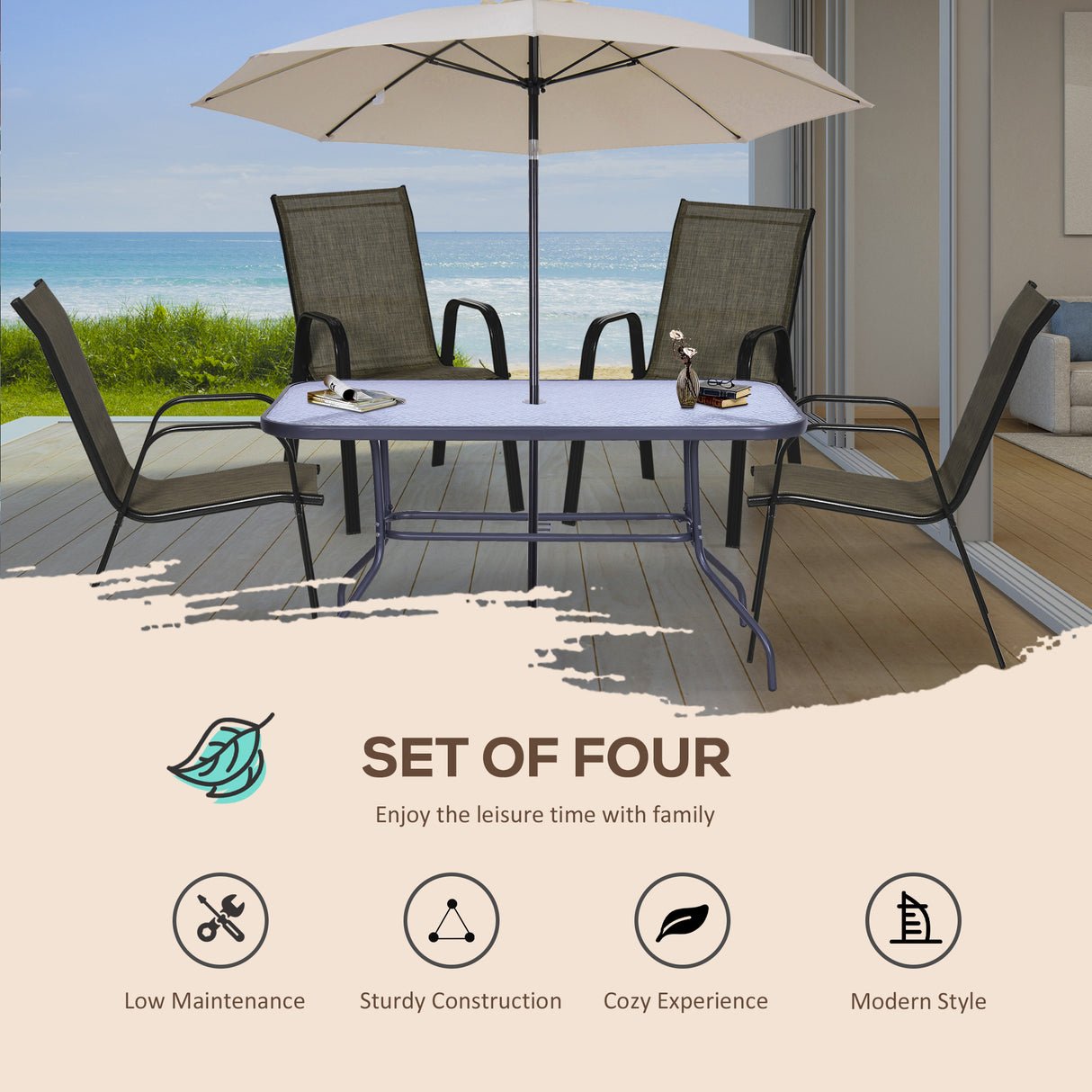 Mesh Fabric Stackable Garden Chairs in Set of 4 - Velmora