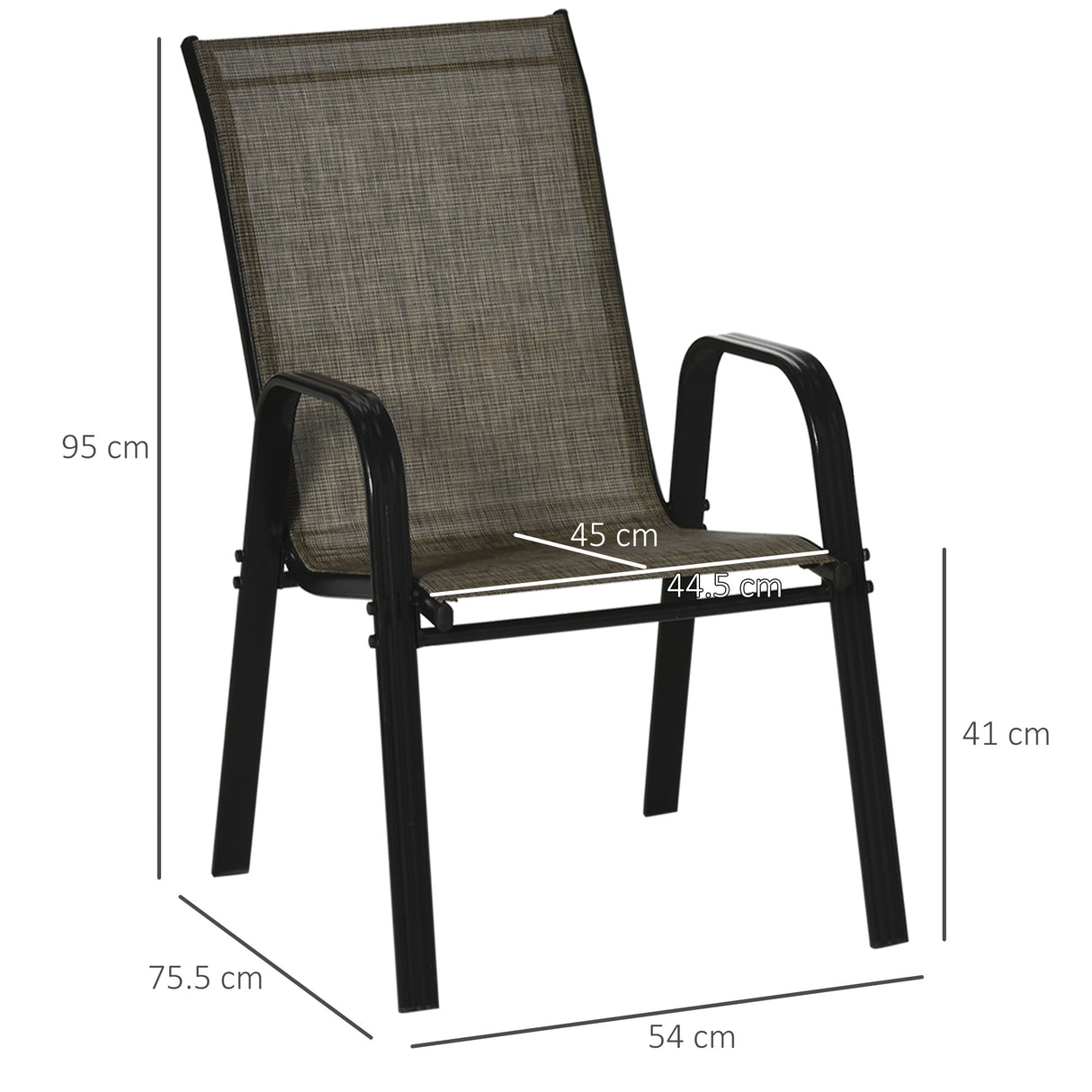 Mesh Fabric Stackable Garden Chairs in Set of 4 - Velmora
