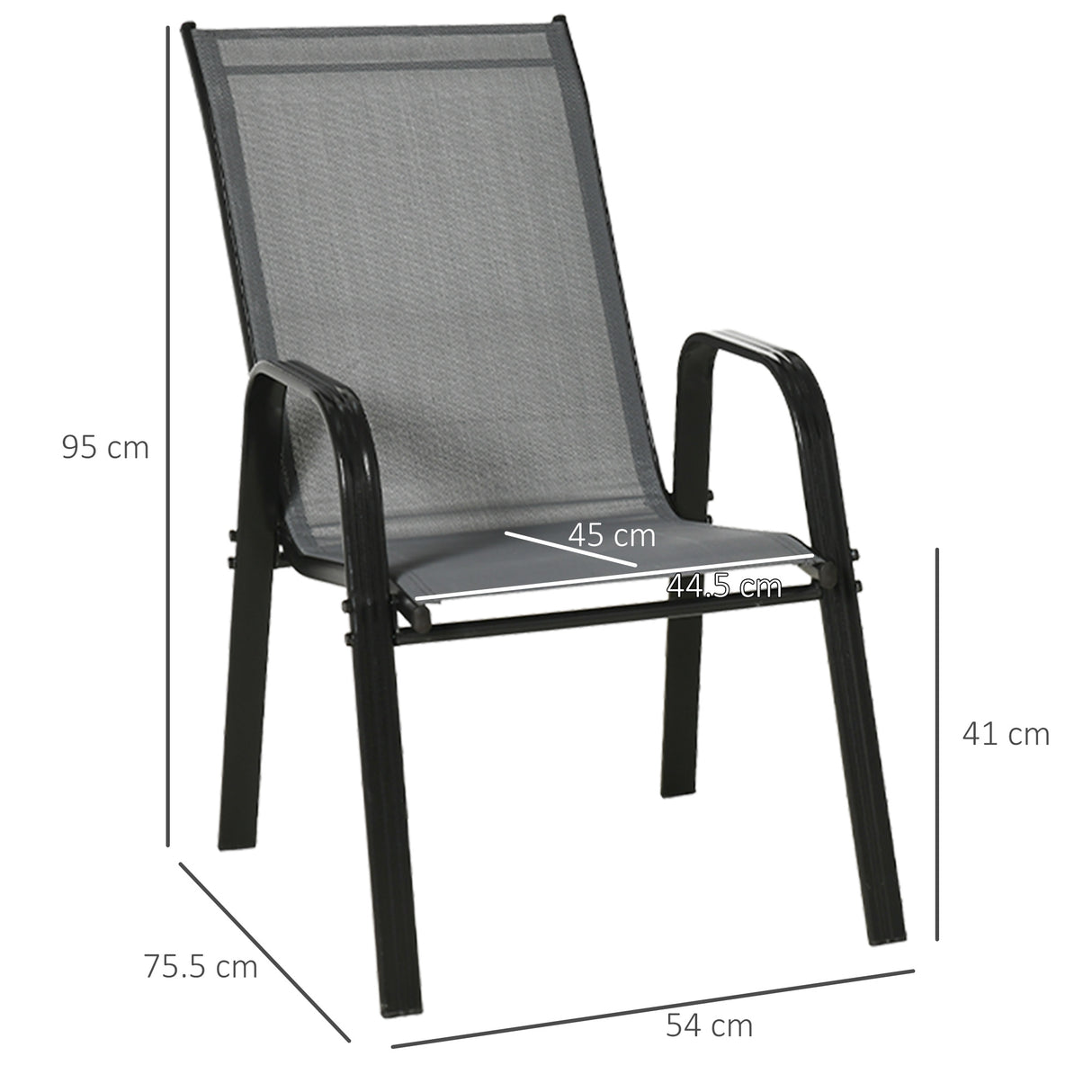 Mesh Fabric Stackable Garden Chairs in Set of 4 - Velmora