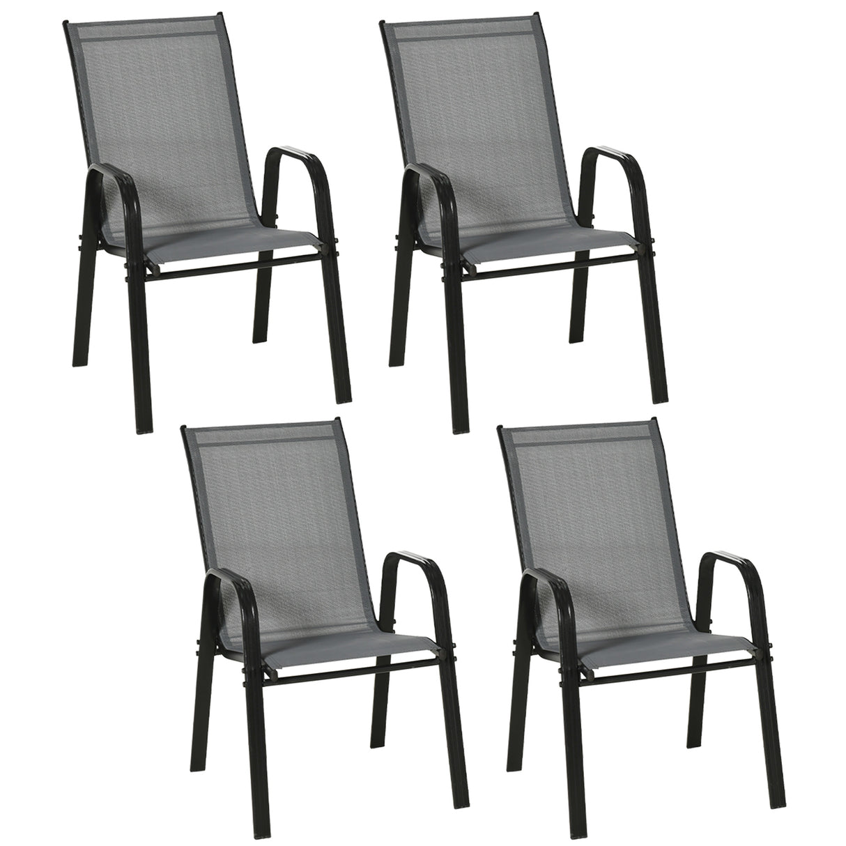 Mesh Fabric Stackable Garden Chairs in Set of 4 - Velmora