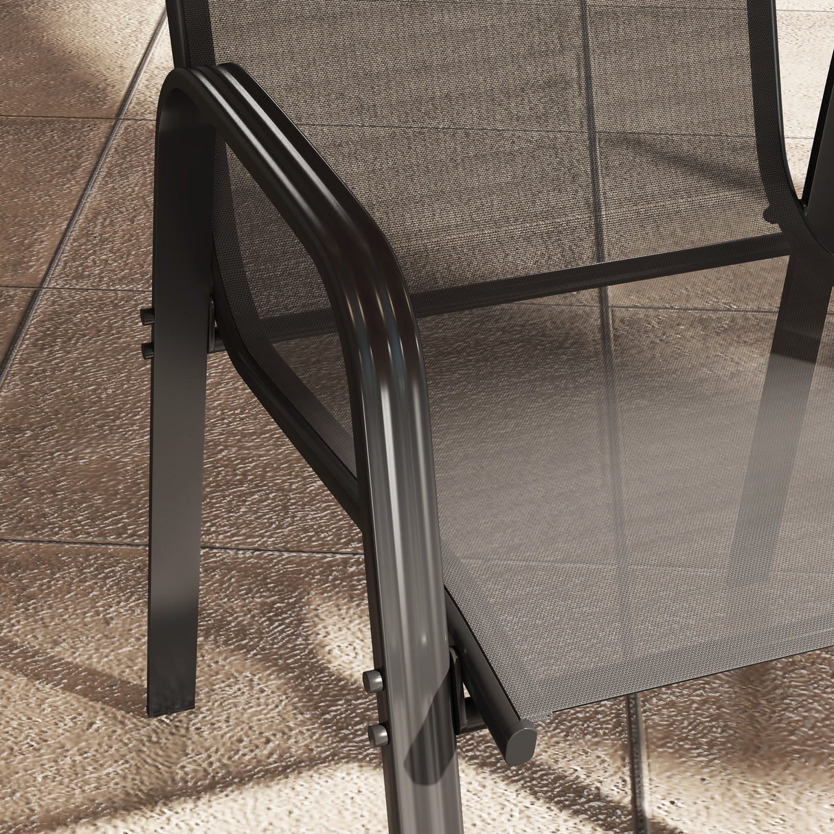 Mesh Fabric Stackable Garden Chairs in Set of 4 - Velmora