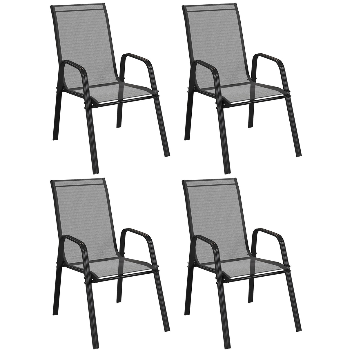 Mesh Fabric Stackable Garden Chairs in Set of 4 - Velmora