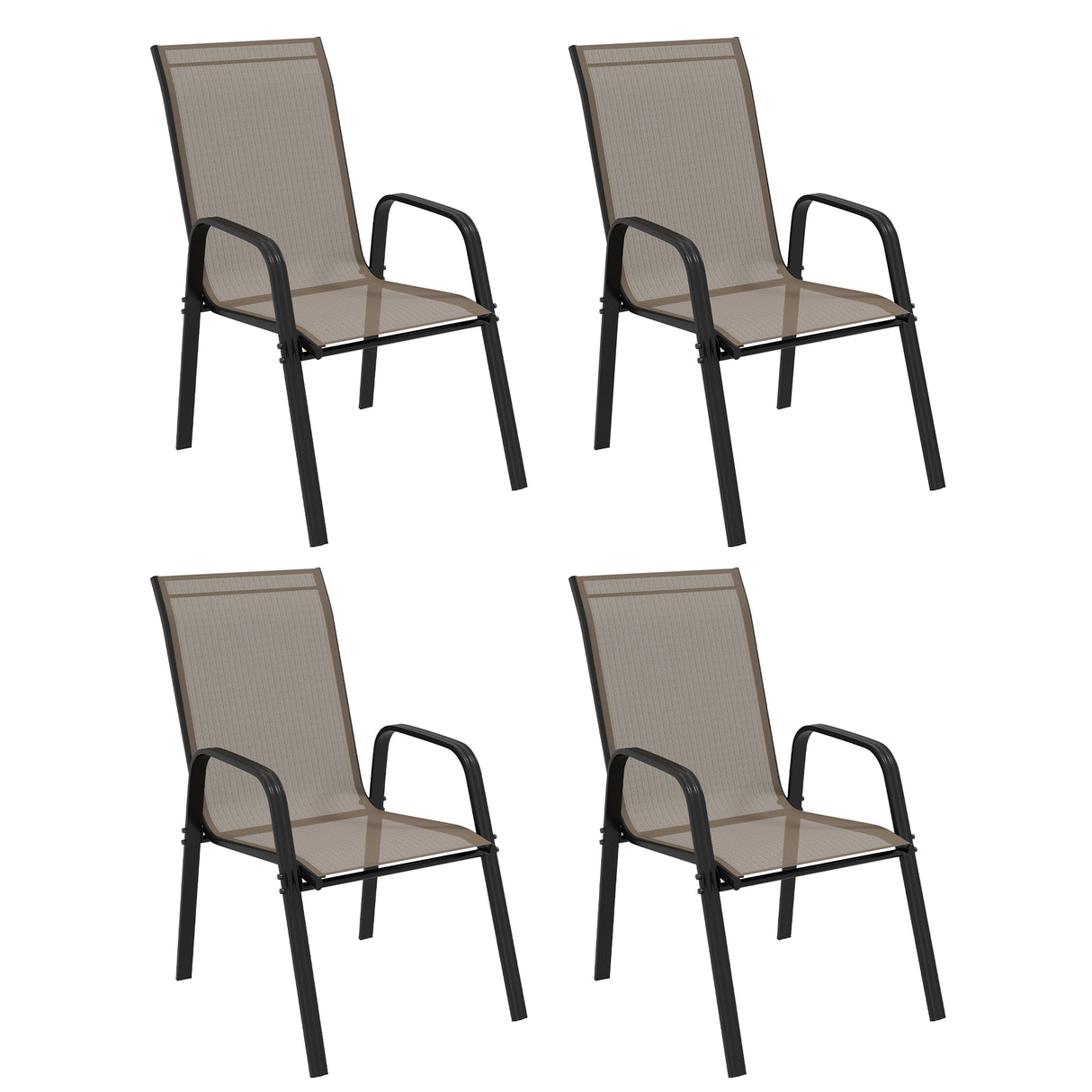 Mesh Fabric Stackable Garden Chairs in Set of 4 - Velmora