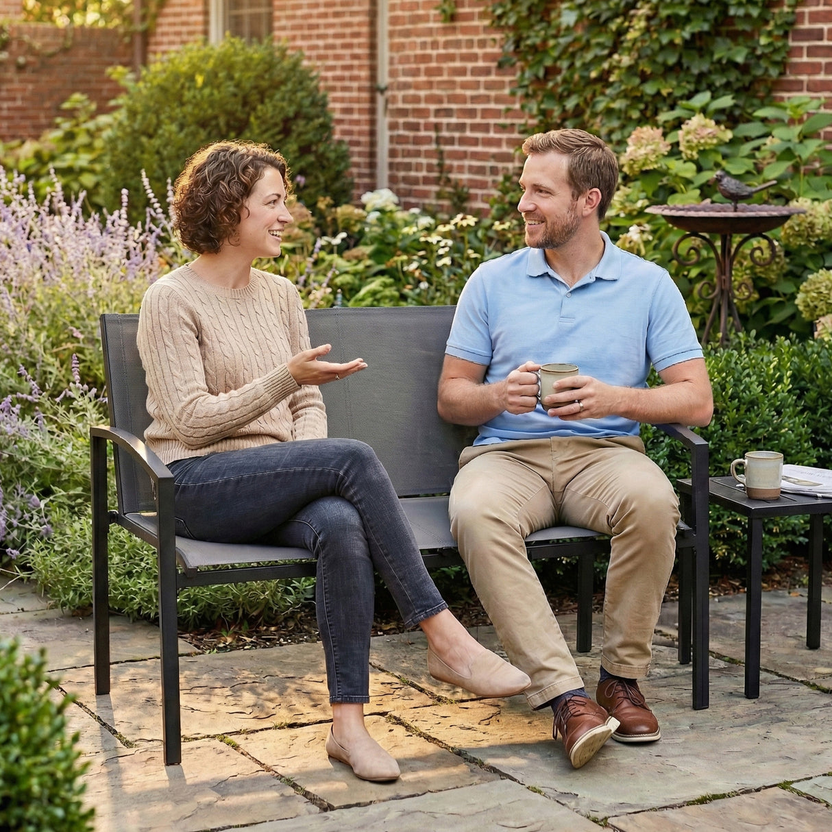 Metal 2 Seater Garden Bench - Velmora