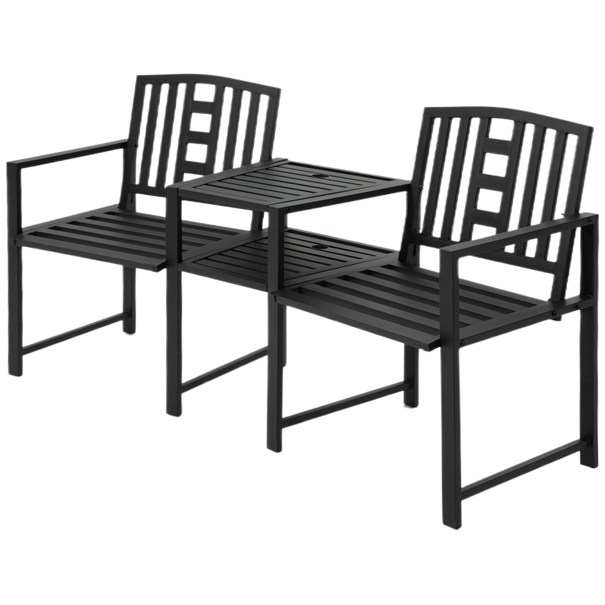 Metal 2 Seater Garden Chair Bench Loveseats With Coffee Table - Velmora