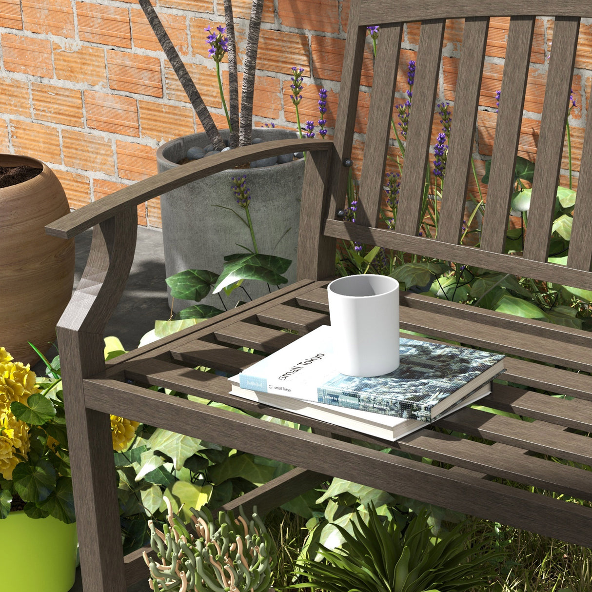 Metal 2 Seater Simple Garden Bench - Velmora