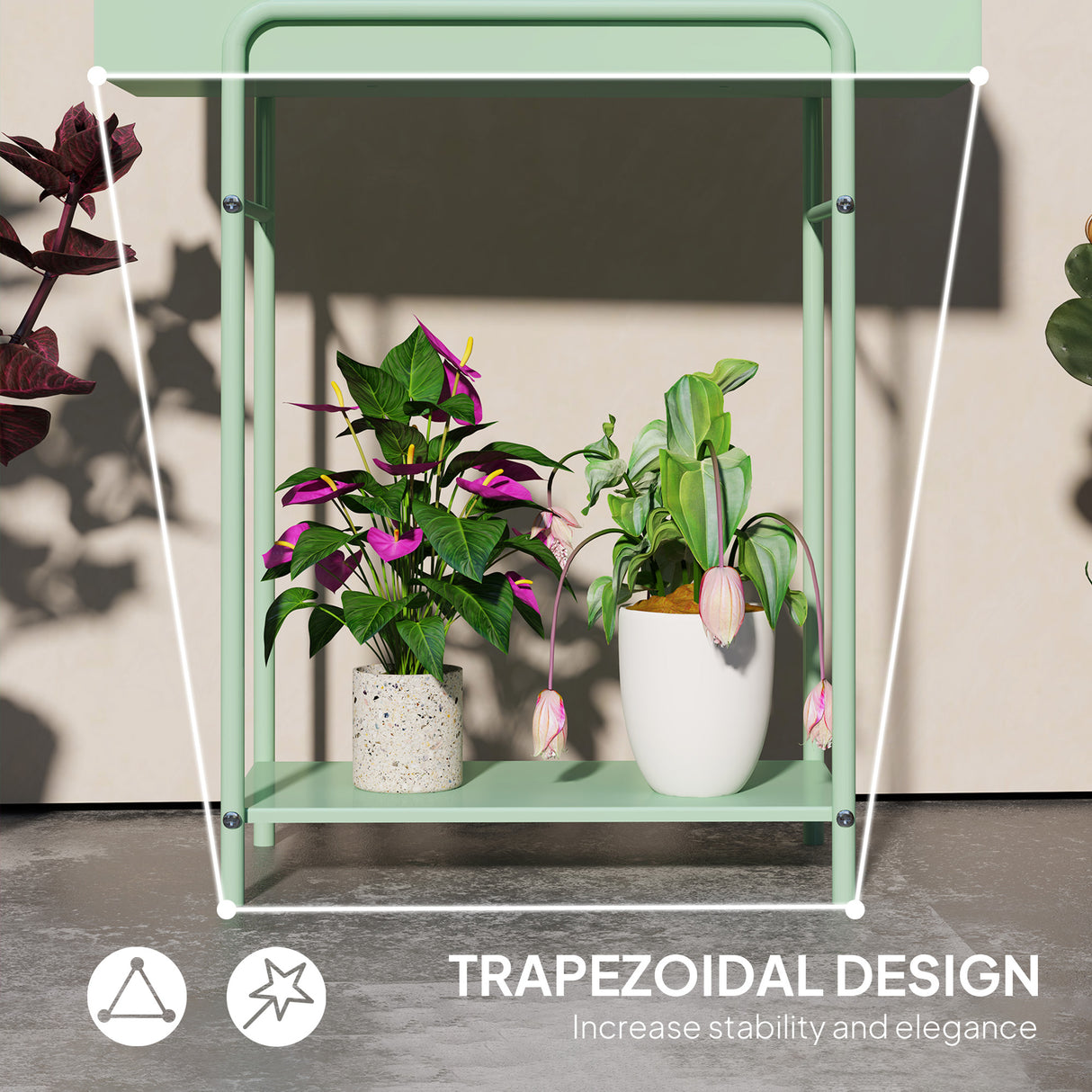 Metal 2 Tier Plant Stand 60cm Wide - Velmora