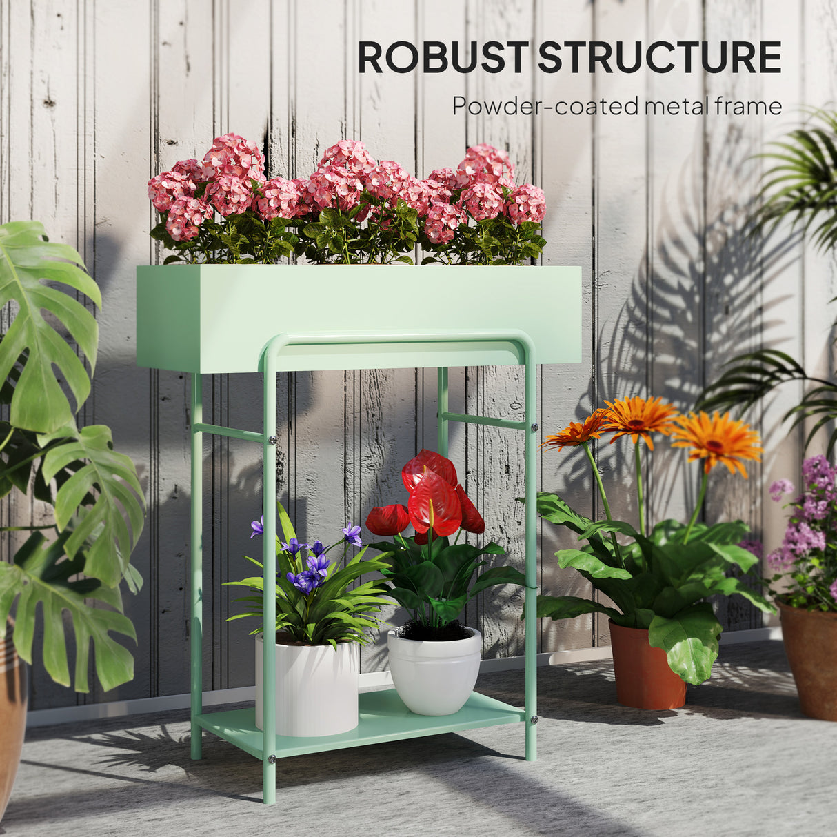 Metal 2 Tier Plant Stand 60cm Wide - Velmora