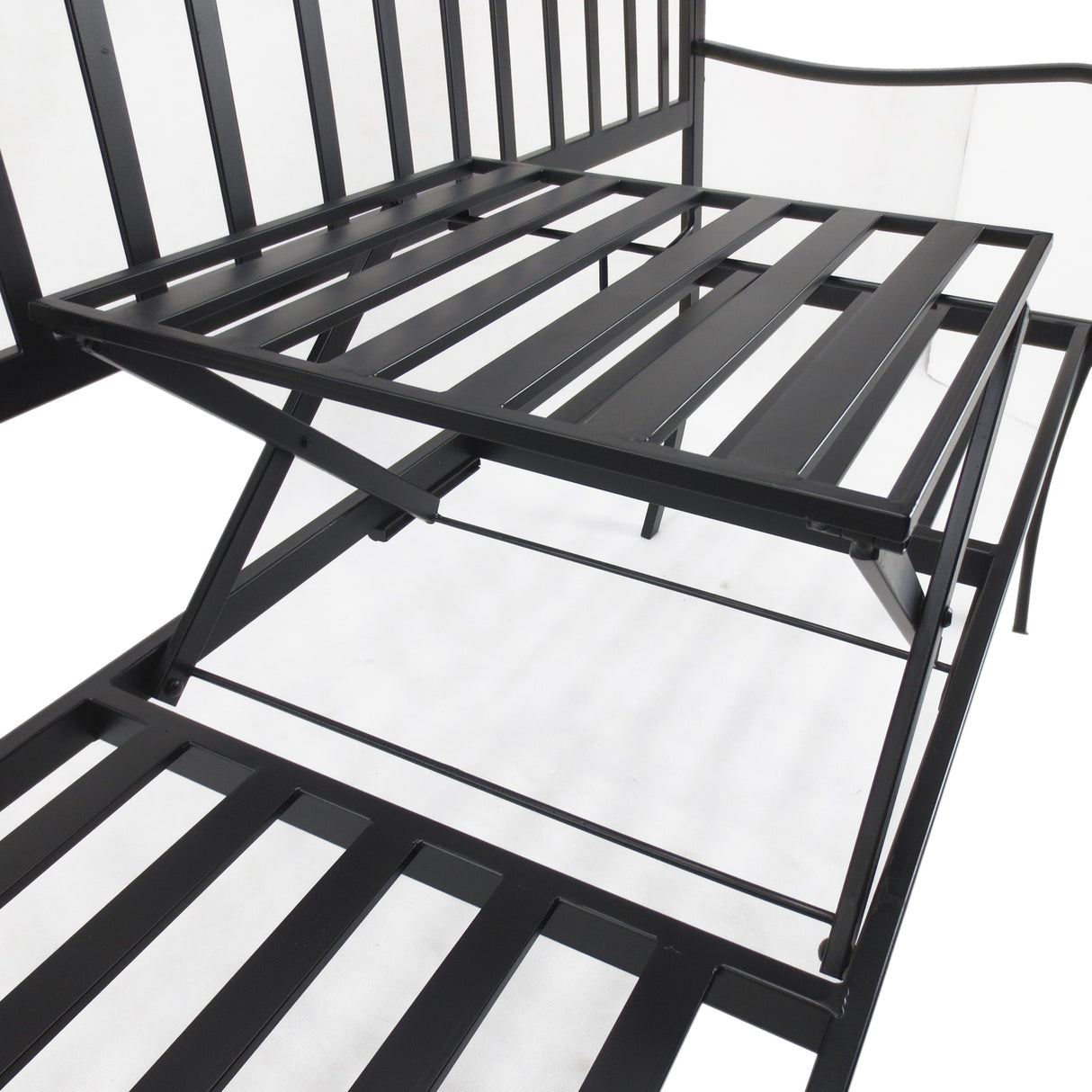 Metal 2 to 3 Seater Garden Bench With Table - Velmora