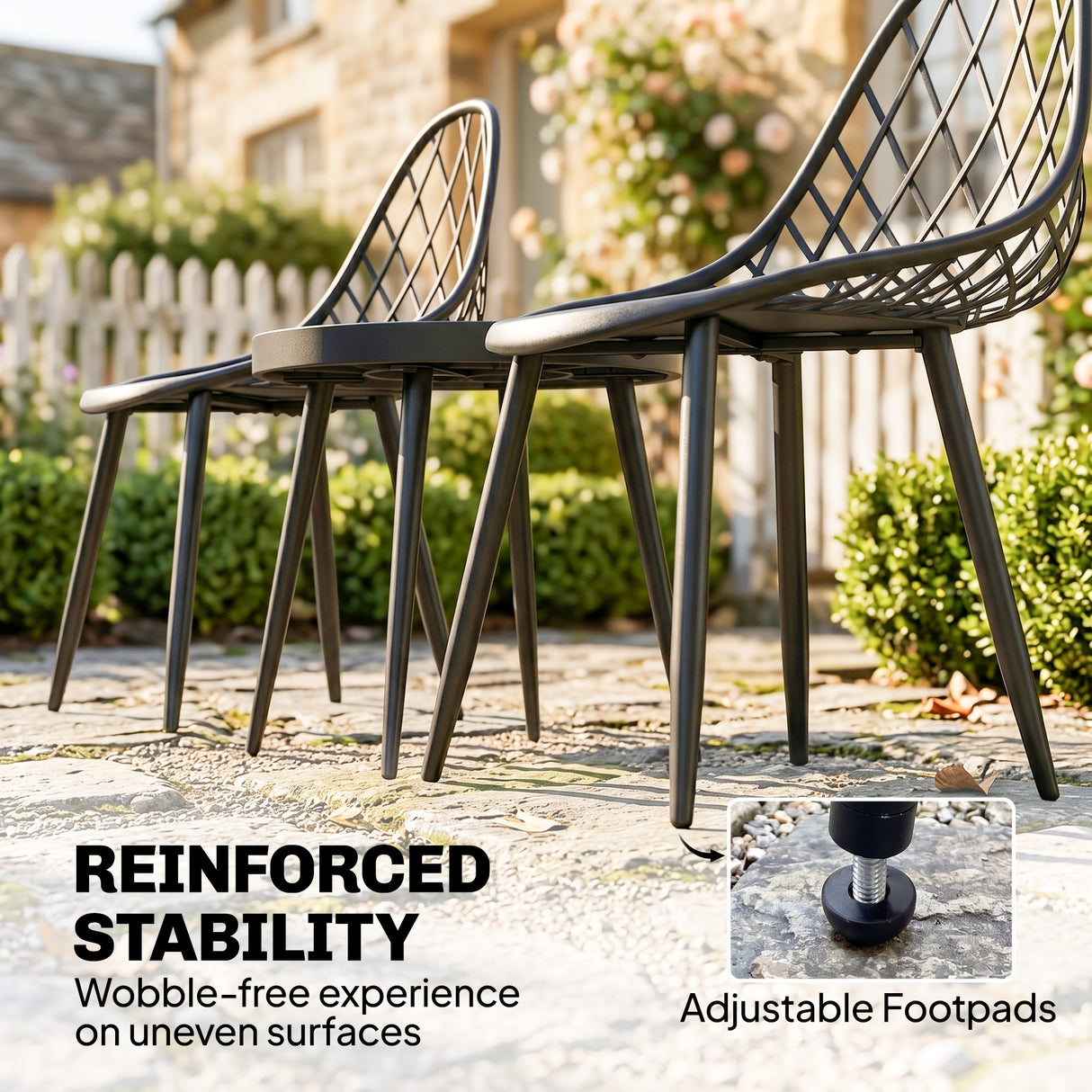 Metal 3 Pieces Garden Bistro Set With 2 Chairs And Round Table - Velmora