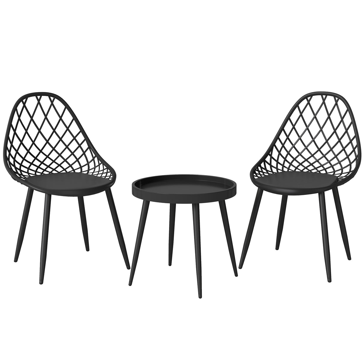 Metal 3 Pieces Garden Bistro Set With 2 Chairs And Round Table - Velmora