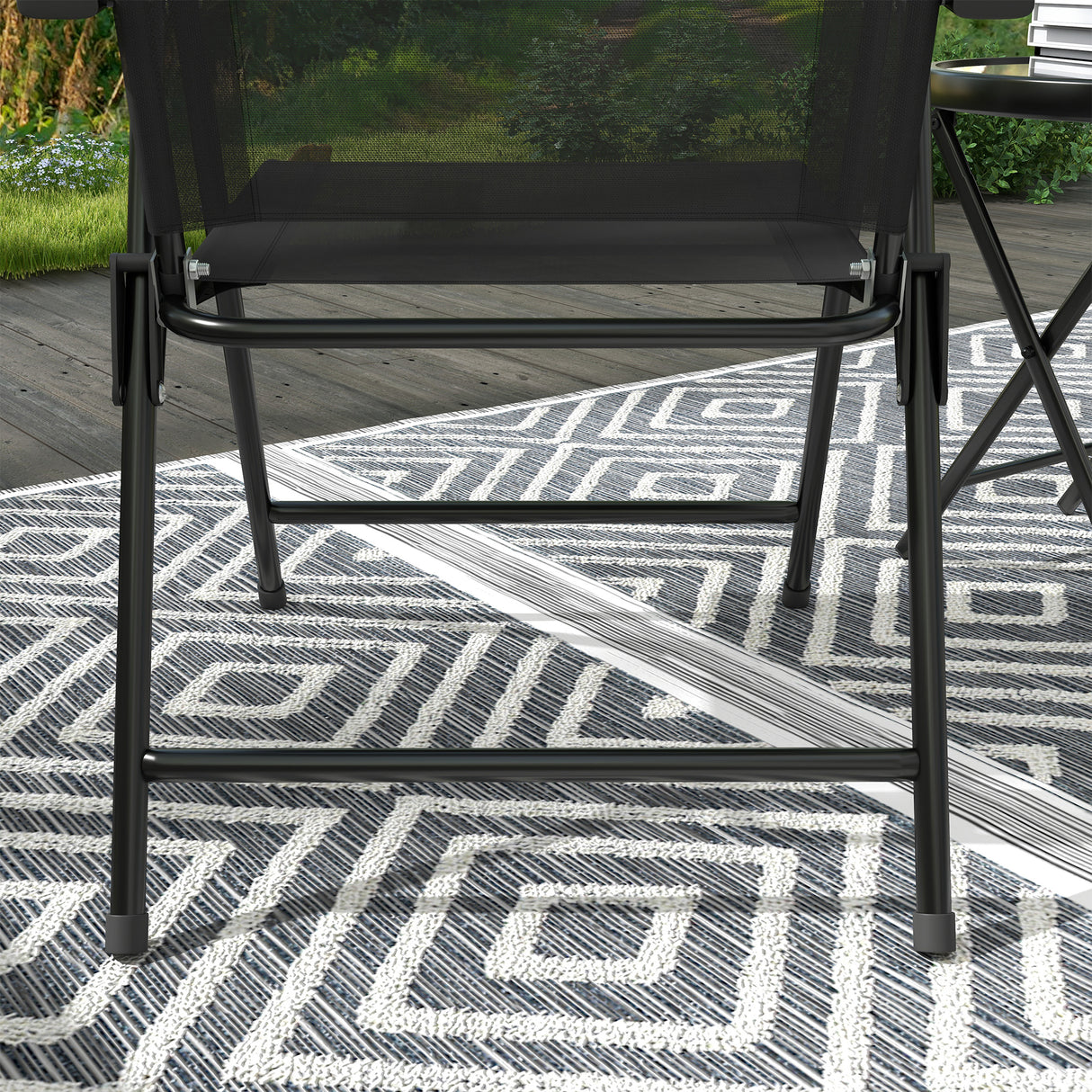 Metal 3 Pieces Garden Bistro Set With Round Glass Top Table - Velmora