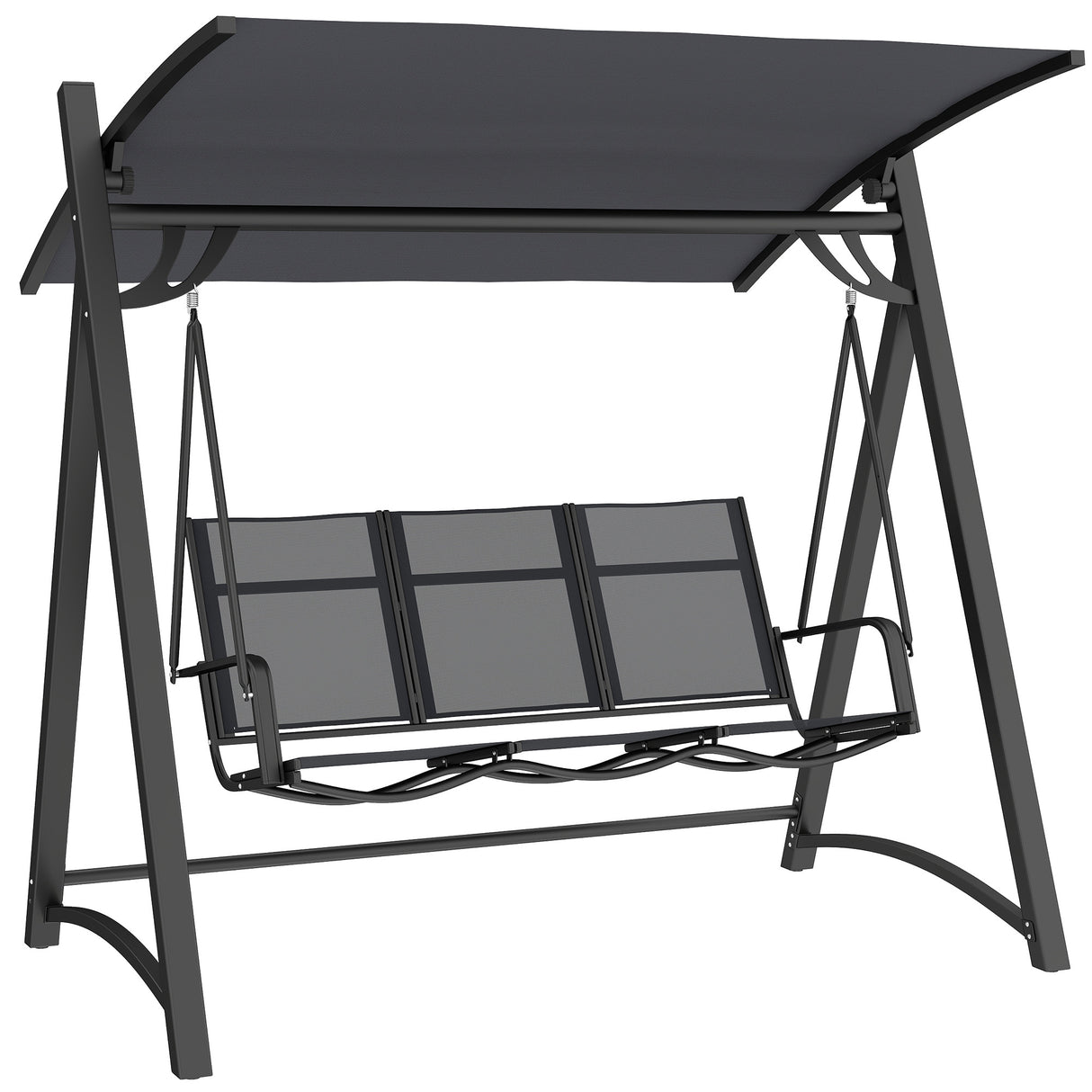 Metal 3 Seater Garden Swing Chair Bench With Adjustable Tilting Canopy - Velmora