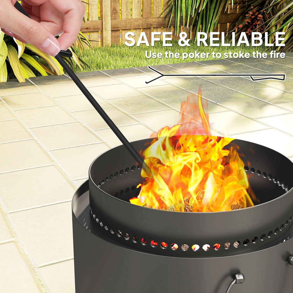 Metal 37cm Portable Wood Burning Smokeless Fire Pit With Ash Catcher - Velmora