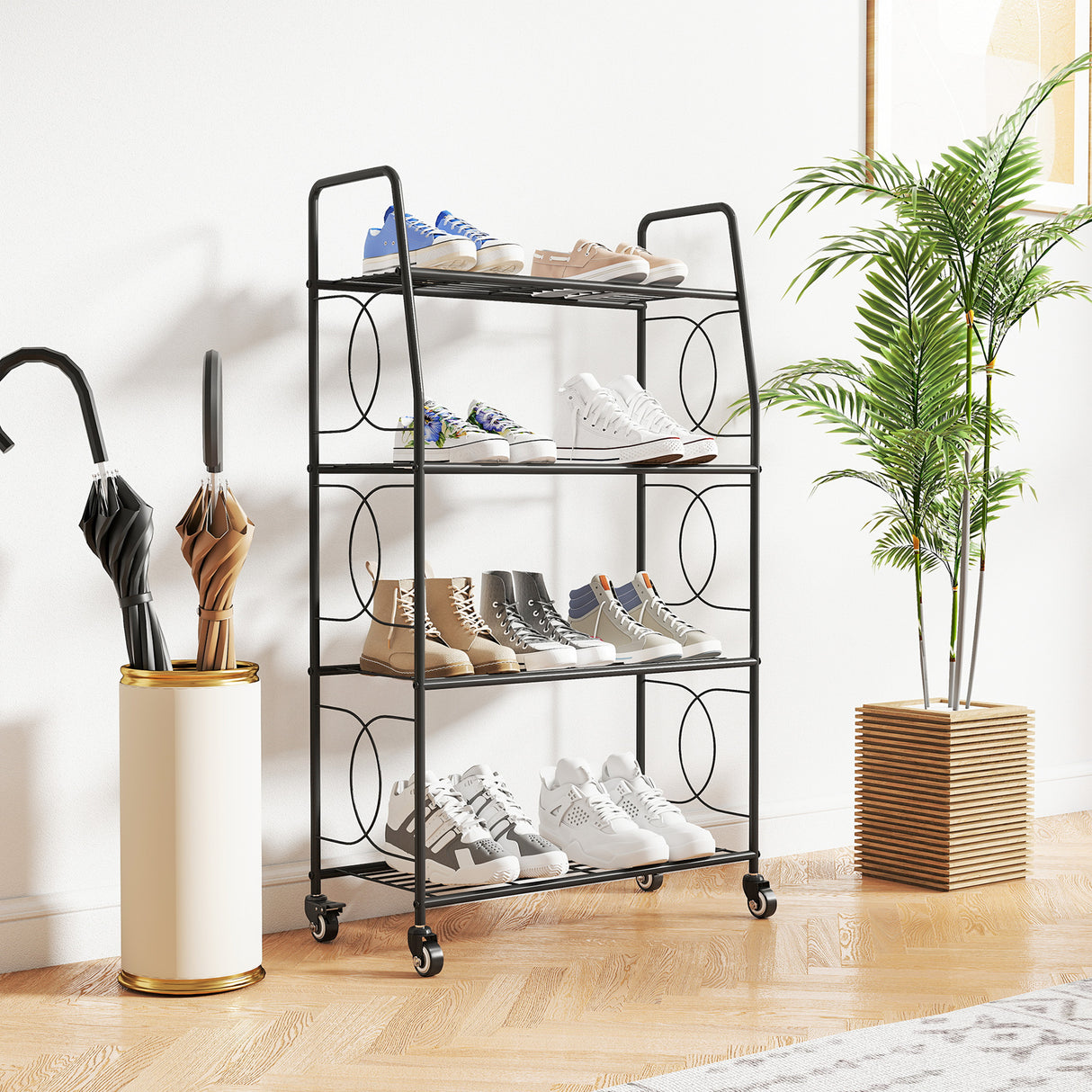 Metal 4 Tier Plant Stand 67cm Wide With- Velmora