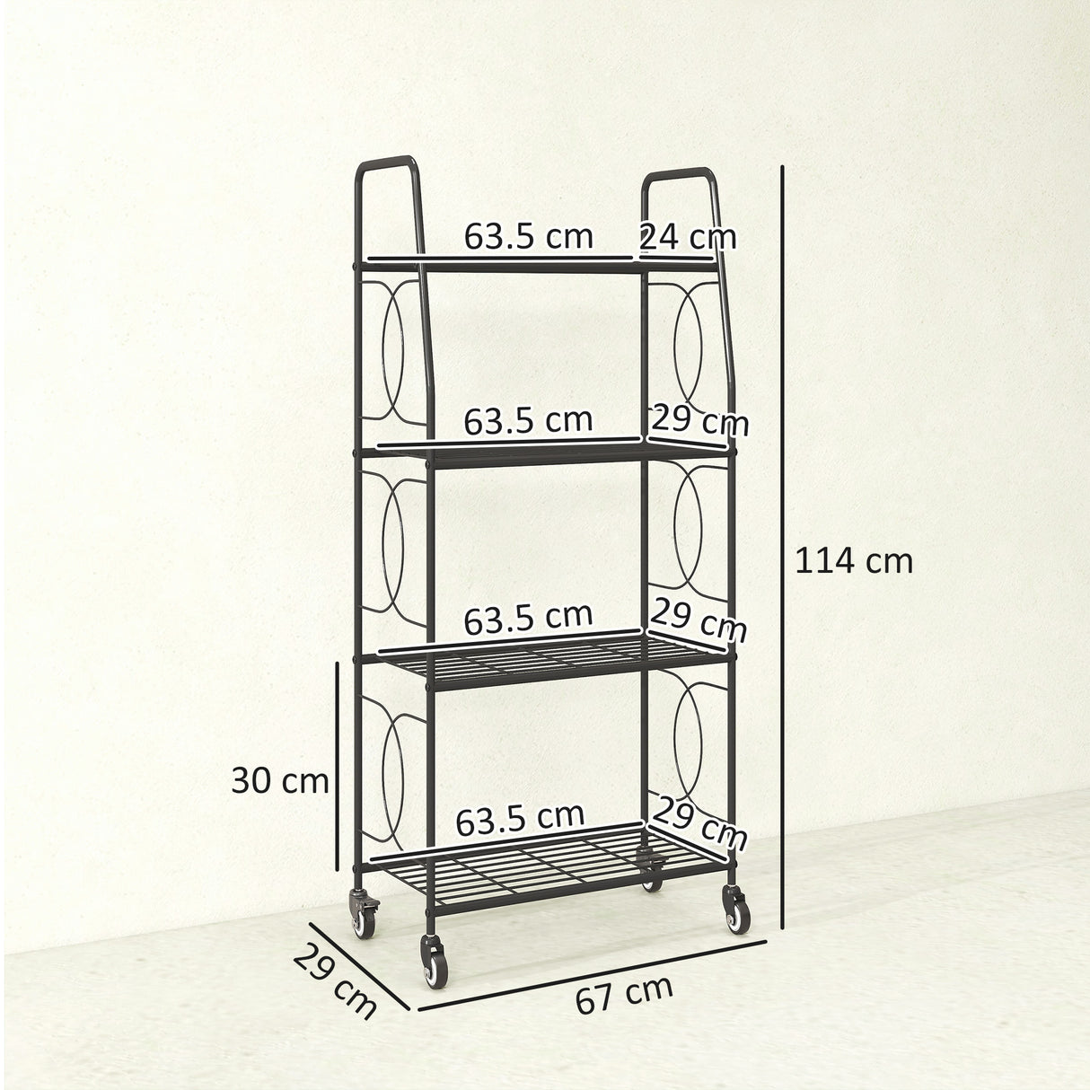 Metal 4 Tier Plant Stand 67cm Wide With- Velmora