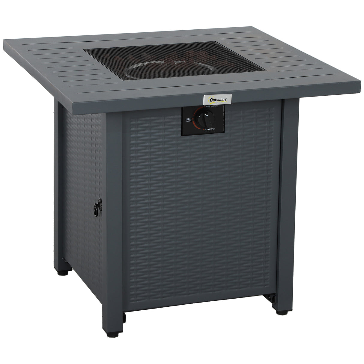 Metal 40,000 BTU Propane Gas Smokeless Square Fire Pit Table With Burner - Velmora