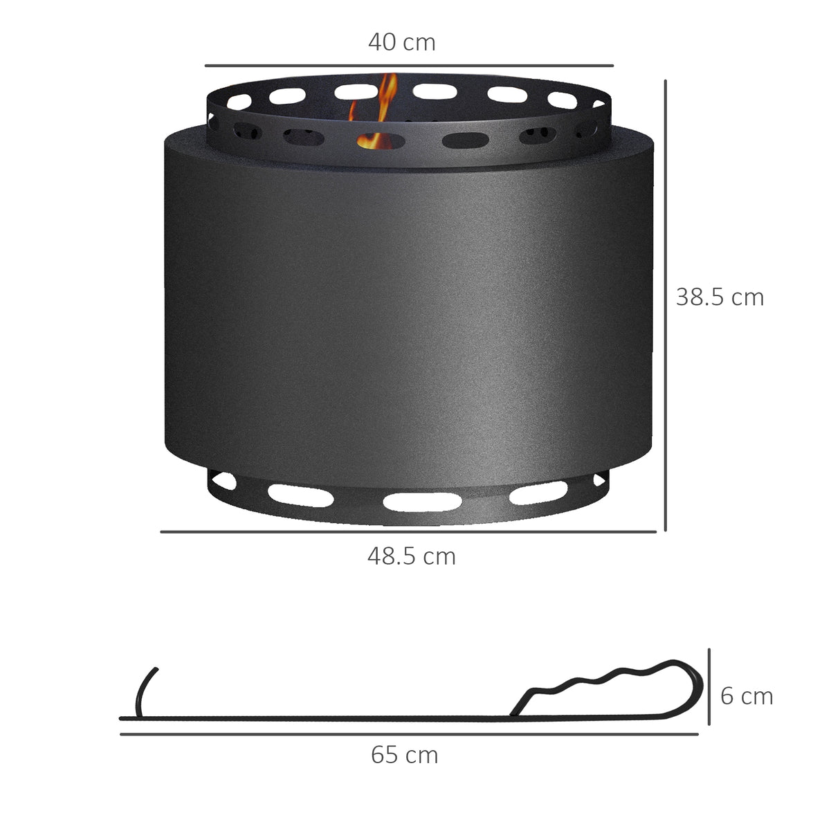 Metal 48.5cm Portable Wood Burning Smokeless Fire Pit With Poker - Velmora