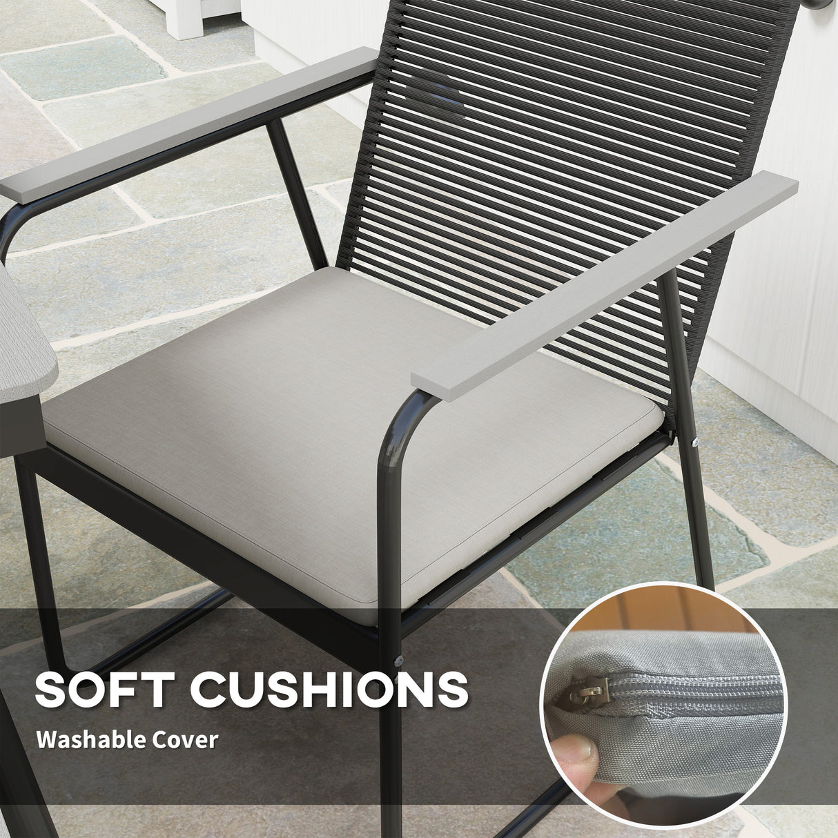 Metal 6 Seater Garden Dining Set With Soft Cushions - Velmora